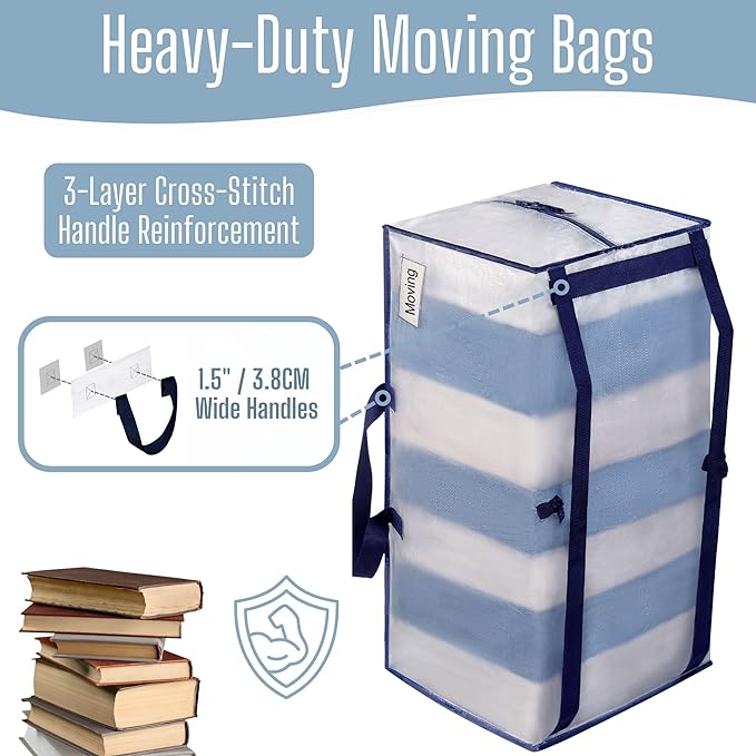 VENO 2 Pack Heavy Duty Moving Bags with Backpack Straps, Zippers & Handles, Extra Large Packing Bags for College Dorm Essentials, Moving Supplies Alternative to Cardboard Moving Boxes