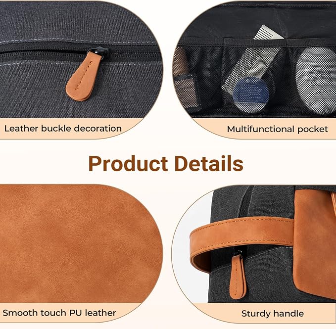 Elviros Hanging Travel Toiletry Bag Gift for Men，Mens Toiletries Bag Gifts Set Shaving Dopp Kit Water-resistant Bathroom Toiletries Organizer PU Leather Cosmetic Bags 2 Pack