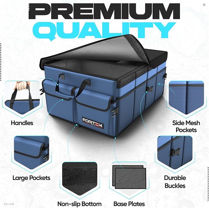 FORTEM Trunk Organizer For SUV Car Trunk Organizer, Foldable Storage, Car Accessories for Women Men, Collapsible Bag, 600D Oxford, Non Slip Bottom, Straps, Soft Cover (50L)
