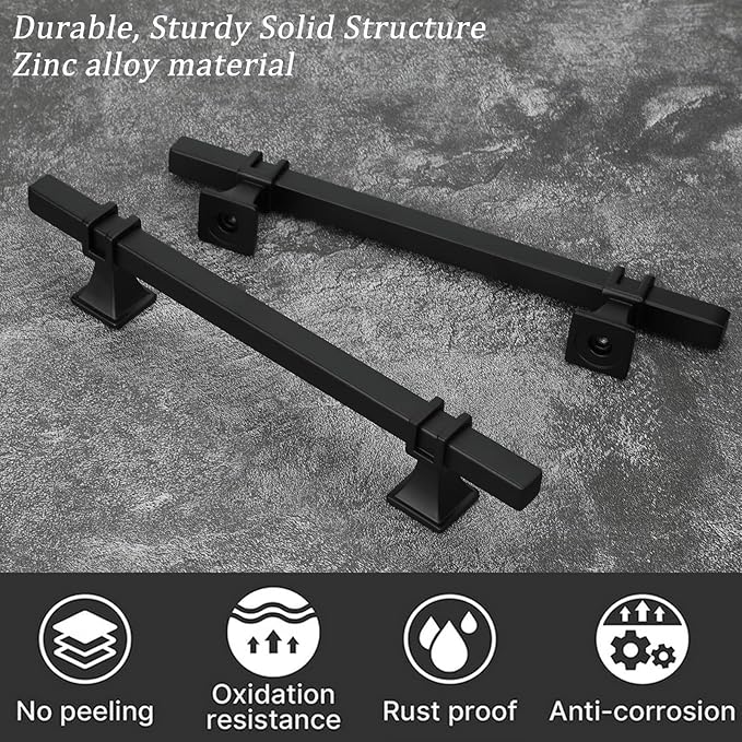 10 Pack 6-1/4 Inch Cabinet Pulls Black Cabinet Handles Matte Black Drawer Pulls Kitchen Cabinet Handles Kitchen Cabinet Hardware