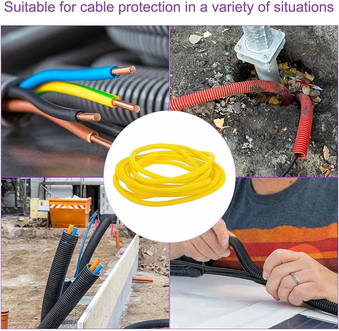 DMiotech 50ft Wire Loom Split Tubing 1 Inch(25.4mm) ID, Cord Protectors from Pet Flexible Conduit Cable Management for Office Home Garden, Yellow