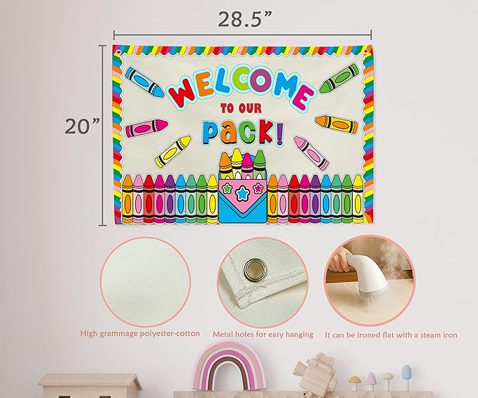 Classroom Wall Flag Decor-Teacher Gift-Inspirational Back to School Wall Banner Decor-Welcome Pack-Hanging Rectangular Canvas Banner for Classroom Teacher Office Reading Corner-28.5x20 Inches