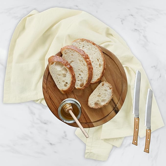 Urban Villa Flour Sack Ivory Kitchen Towels 100% Cotton Highly Absorbent Dish Towels for Bread Proofing Baking Drying Dinnerware Glass Embroidery DIY Projects Zero Lint 27x27 Inches (4 Pack)