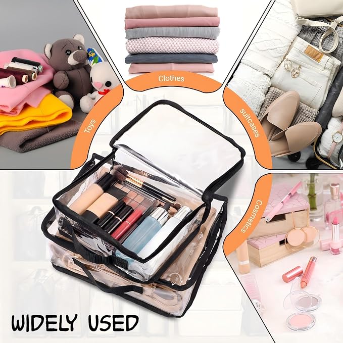 Hsei 12 Pcs Clear Dust Bags For Handbags 4-Sizes Fits Mini Wallets Oversized Tote Bags PVC Waterproof Purse Storage Organizers for Luxury Bag Soft Stand-Up with Zipper Handle for Closet Hanging