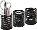Mind Reader Metal Pen Cups, Mesh Pencil Holders, Desktop Organizer Set, Metal, Set of 3, Black