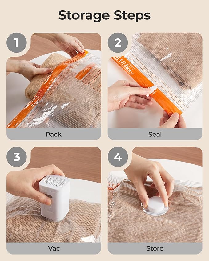 BAGSMART Vacuum Bags for Travel with Rechargeable Air Pump, Portable Space Saver Bags for Travel & Home, Vacuum Compression Seal Bag for Clothing, Blanket, 18 Pack Multicolor