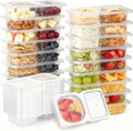 Pure Future 30-Pack Reusable Snack Containers with Lids, 2-Compartment Snackle Box Container for Meal Prep, Portion Control Snack Pack for Office, Travel & Gym, Microwave Safe