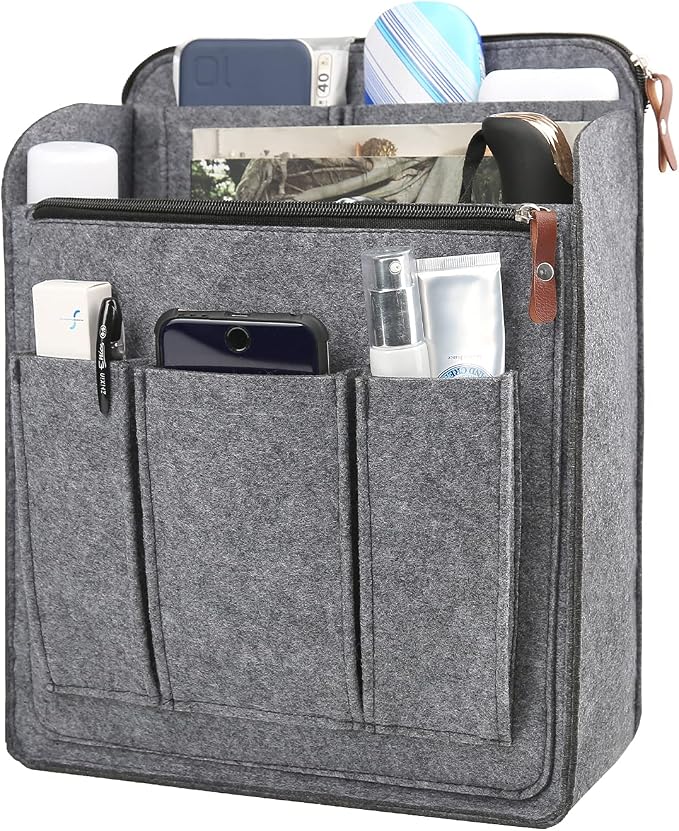 Surblue Felt Backpack Organizer Insert for Travel Rucksack and Daypack, Bag Insert Liner Pocket with Zipper, Large Capacity Divider Foldable Shoulder Bag Organizer for Men and Women, (Grey, XL)
