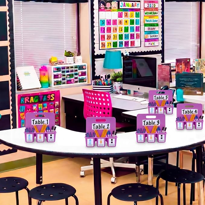 20pcs Teacher Toolbox Labels Classroom Caddy Labels Decoration Self-Adhesive Caddy Toolbox Sticker Crayon Pencil Dry Erase Organizer Pen Holder Tag for Preschool Back to School Table Decor(Black)