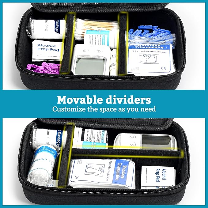 ProCase Diabetes Travel Case for Diabetic Supplies -Black | Hard Storage Bag for Glucose Meter, Insulin Pen, Test Strips, Syringes, Needles & More; Organizer for Diabetic Care Kits