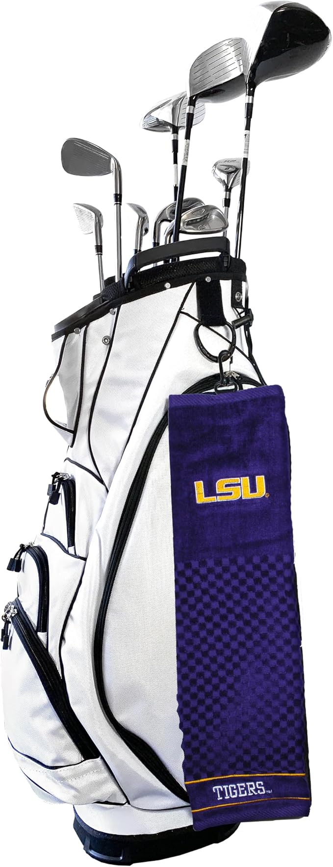 Team Golf NCAA LSU Tigers Embroidered Golf Towel Embroidered Golf Towel, Checkered Scrubber Design, Embroidered Logo