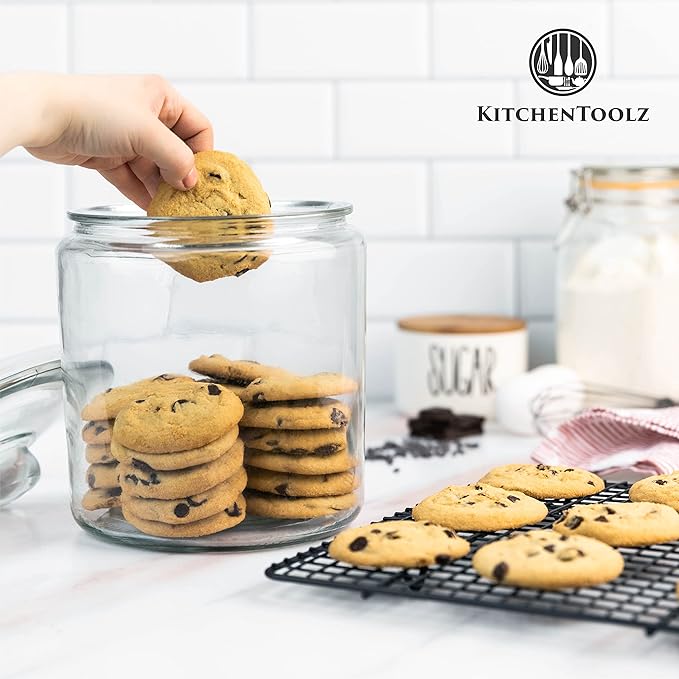 kitchentoolz 1 Gallon Glass Cookie Jar with Lid & Candy Jar | Glass Jars | Large Glass Jar with Lid | Gallon Glass Cookie Jars with Lids Airtight Food Storage Container & Apothecary Jars | Big Jar
