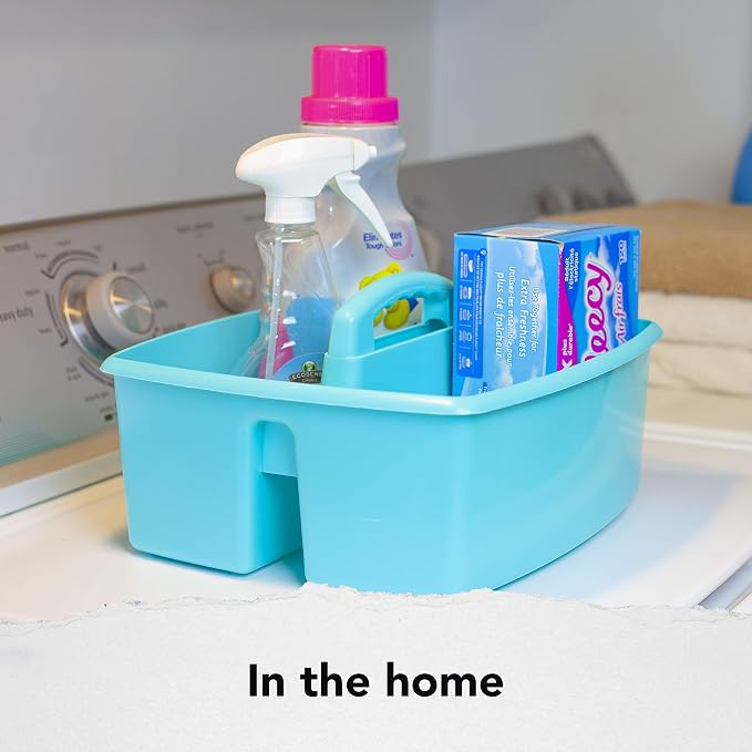 Storex 2-Compartment Large Craft Caddy – Multipurpose Classroom Organizer with Handle, Teal, 1-Pack (00959C06C)