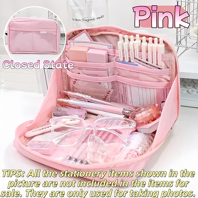 Kawaii Cute Aesthetic Pencil Case - Large Capacity Canvas Pen Pouch Bag