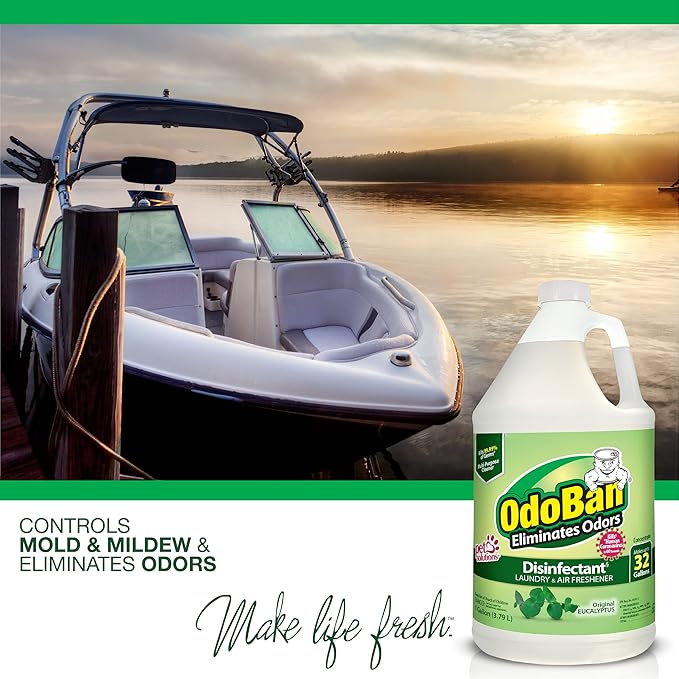 OdoBan Ready-to-Use Disinfectant and Odor Eliminator, Made in the USA, Original Eucalyptus Scent, Set of 2, 32 oz Spray and 1 Gallon Concentrate