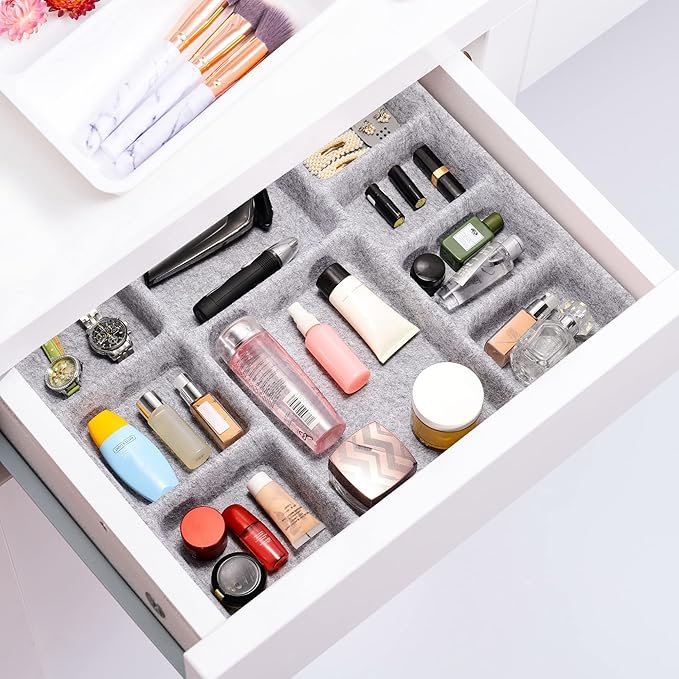 Welaxy Drawer Organizer trays with 9 compartments storage box multi storage purpose for home office desk closet bathroom kitchen (Gray)