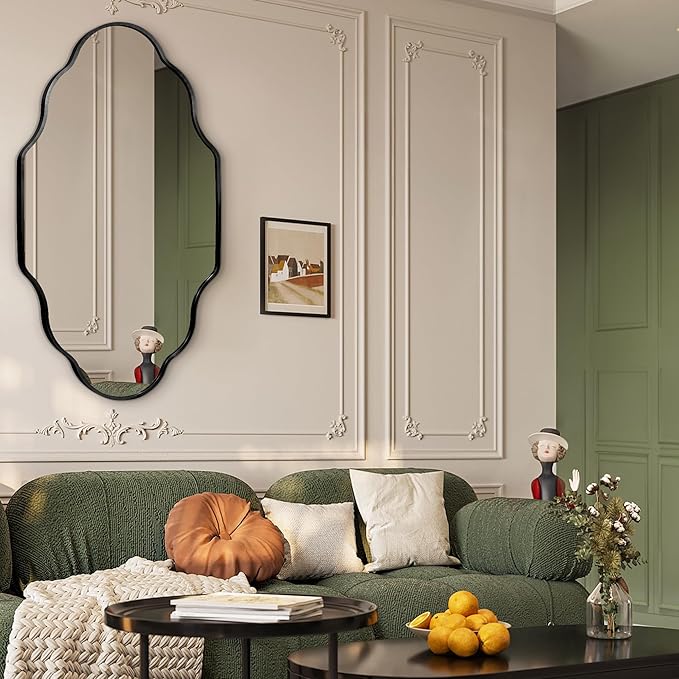 Dorlicecass Wall Mirror for Bathroom - Black Mirror Wall Decor 20" x 36"Modern Mirror Wall Decor with Aluminum Alloy Frame for Bathroom, Bedroom, Living Room, Dining Room, Cloakroom, Entryway
