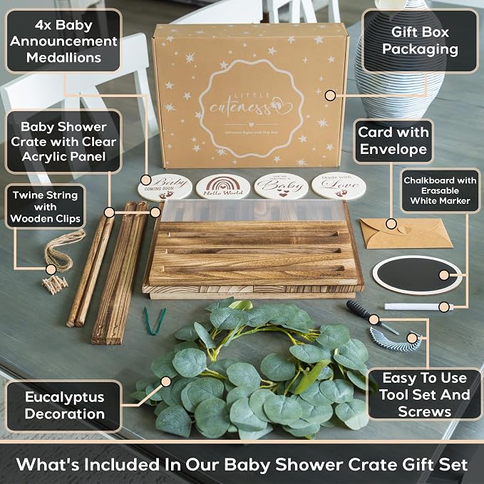 Wooden Baby Shower Crate Closet, Personalized Baby Shower Basket, Burnt with Clear Acrylic Front