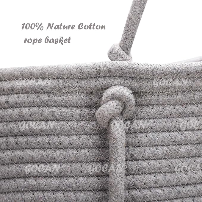 GOCAN Hanging Storage Baskets Over the Door Hanging Basket, 3-Tier Cotton Rope Woven Hanging Organizer, Detachable Decorative Hanging Baskets for Wall Living Room, Bathroom and Bedroom(grey)