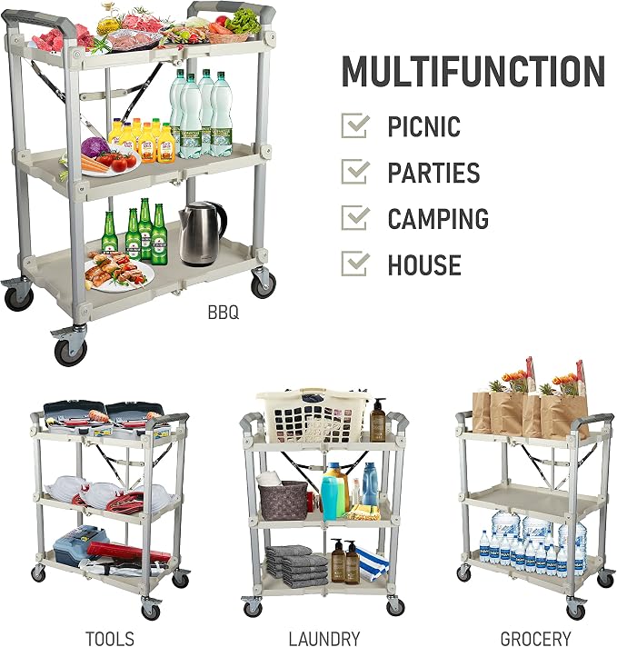 Olympia Tools 89-355 Pack N Roll Collapsible Service Cart, XL, 300LB Capacity, White