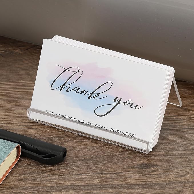 PATIKIL Business Card Holder for Desk, Acrylic Business Card Holders Shine Card Stand Organizer Cards Display for Office Exhibition, Clear