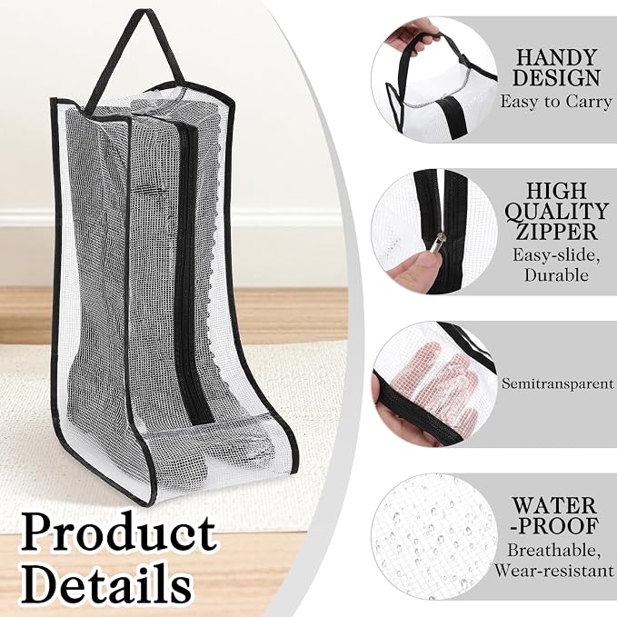 2 Set Boot Storage Bag, Portable Boots Protector Bag Dust Proof Travel Shoe Bags with Handle Boots Organizer for Packing Travel and Daily Use(Short)