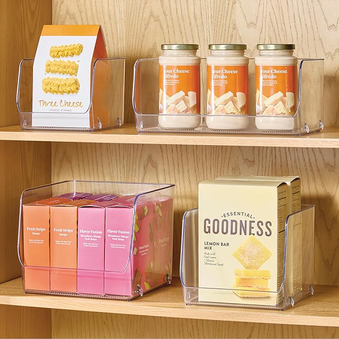 iDesign Open-Front Bin for Kitchen, Bathroom, or Home Office - Set of 2, Clear, Made in USA