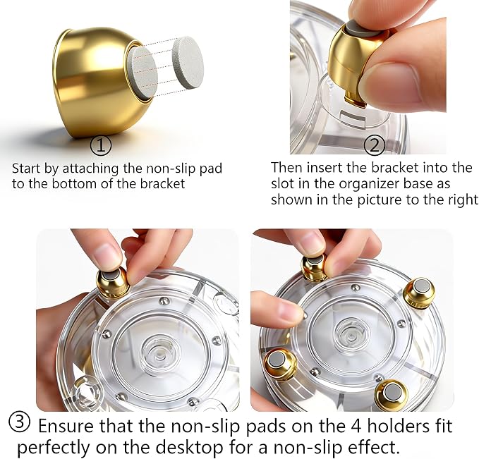 GOTOBA 360° Rotating Pencil Holder for Desk, Makeup Brush Holder with 6 Slots, Desk Organizer for Writing Utensil, Office and School Supplies (Transparent)
