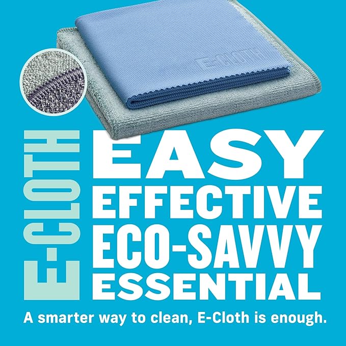 E-Cloth Kitchen Cleaning Kit, Premium Microfiber Cleaning Cloth with Scrubber, Ideal Cleaning Supplies for Kitchen Sinks and Dish Scrubber, 100 Wash Guarantee, 2 Cloth Set