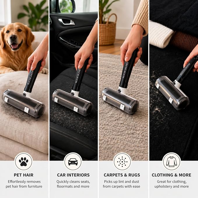 Pet Hair Remover Roller, Reusable Lint Roller for Pet Hair, Cat & Dog Hair Remover for Furniture, Couch, Carpet, Car, Bedding and Clothes, Portable Eco-Friendly Fur Remover