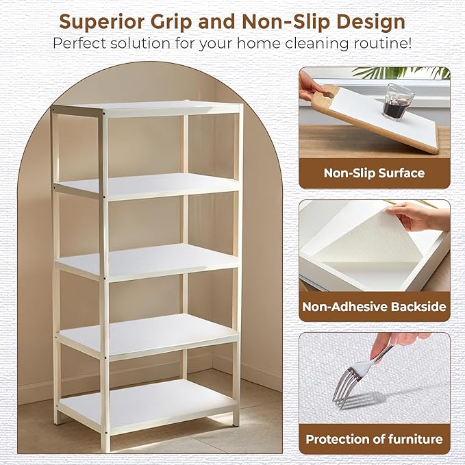 Coavas Shelf and Drawer Liner, Non Slip Extra Grip Non Adhesive Waterproof Thickened Cabinet Mat, Easy Cut for Kitchen Pantry Bathroom Dresser Cupboard (White, 12IN x 30FT)