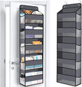 WISELIFE Over the Door Organizer Storage with 5 Large Pockets and Clear Windows, Hanging Organizer for Nursery Bedroom Bathroom Pantry Closet and Baby Essentials, Dark Grey