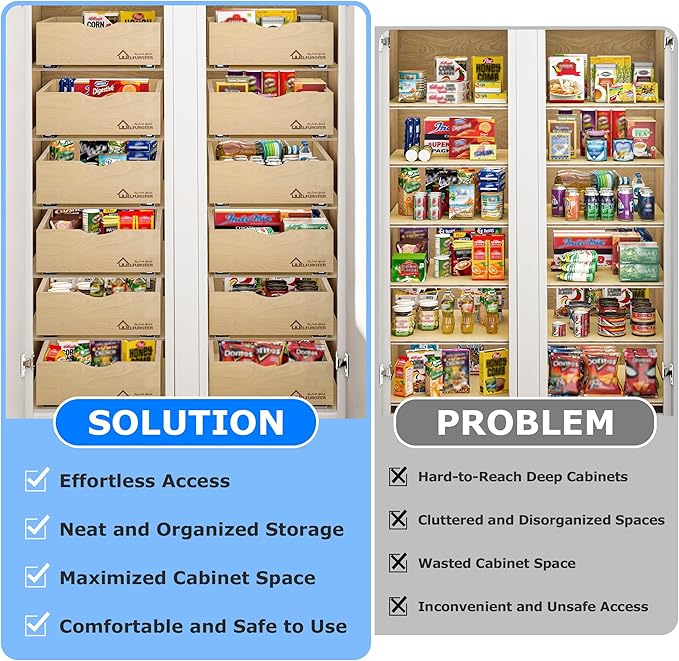 WelFurGeer Soft Close Pull Out Drawers for Kitchen Cabinets, 32" W x 21" D Pull Out Cabinet Organizer, Cabinet Drawers Slide Out, Slide Out Drawers for Kitchen Cabinets, Cabinet Pull Out Shelves