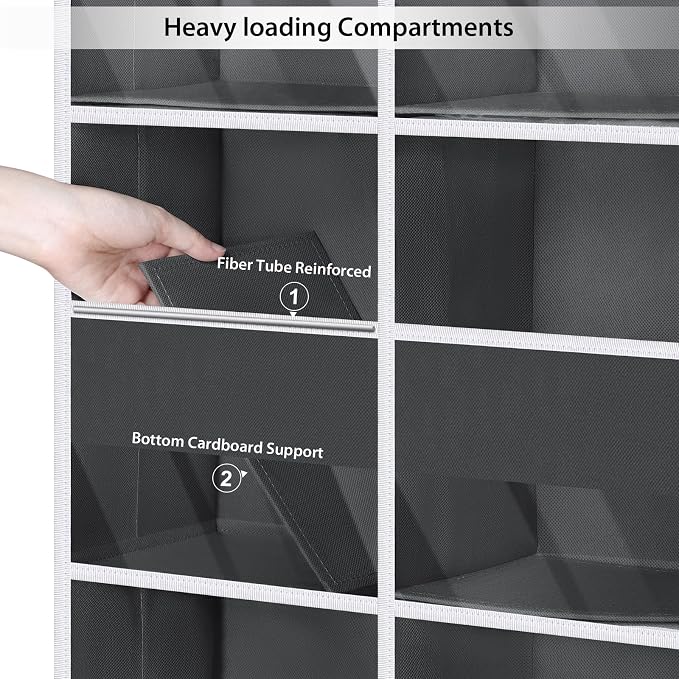 KEEGH 5 Tiers Over Door Organizer, Large Hanging Door Organizer, Dark Grey | High Load-Bearing Capacity, Large Capacity, 4 Sturdy Hooks, Over the Door Storage for Bedroom, Nursery, Bathroom and Pantry