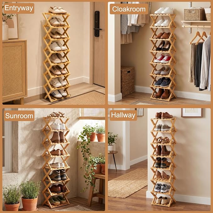 Shoe Racks, Foldable Shoes Organizer FreeStanding Shelf,8 Layers | Foldable Design, Free Standing, Eight Color Layers, Functional, Multifunctional Storage