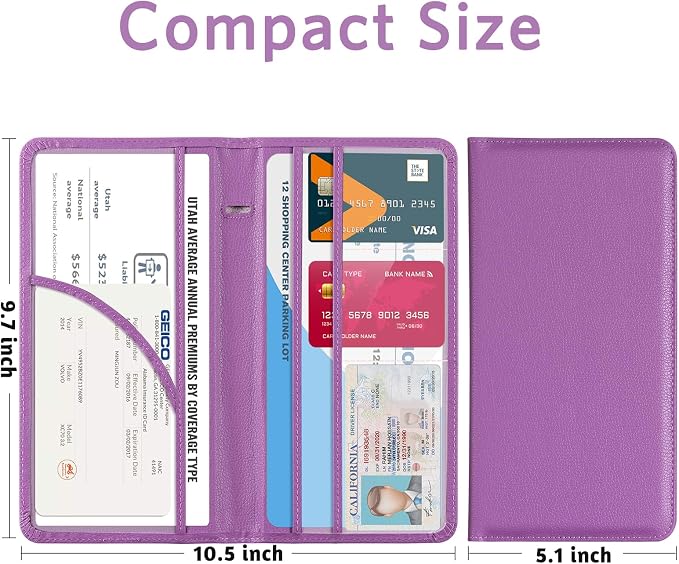 CoBak Car Registration and Insurance Holder | Vehicle Glove Box Organizer, Auto Truck Compartment Document Case with Magnetic Closure for Insurance & Driver License