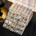 SPAKOWN Earring Organizer Acrylic Jewelry Holder Organizer with 5 Drawers | Stackable Earring Storage Case Jewelry Boxes for Women (Clear)