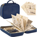 Travel Jewelry Organizer Case for Women, Blue | 5 Zipper Pouches, For Necklaces, For Earrings, For Rings, For Bracelets