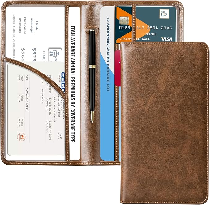 CoBak Car Registration and Insurance Holder | Vehicle Glove Box Organizer, Auto Truck Compartment Document Case with Magnetic Closure for Insurance & Driver License