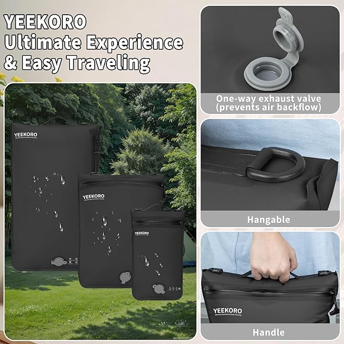 5 Set Vacuum Bags for Travel, Professional IPX8 Reusable Organizer, Compression Packing cube for Suitcases, Durable Seal Space Saver Bags -Traveling Essentials (Black with Pump)