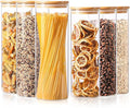 ComSaf Pasta Containers Storage 2 Qt/1.1Qt, 6 Pack Tall Glass Spaghetti Jar | Glass Storage Containers wtih Lids, Kitchen Canisters,Pantry Pasta Holder, Noodles, Cereal, Oats, Dry Food Storage, BPA Free