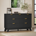 BORNOON Fluted 7 Drawer Dresser, 47.2" Wide Modern Boho Chest of Drawers, Wooden Storage Dresser TV Stand for Bedroom, Living Room, Closet, Hallway, Curved Profile Design