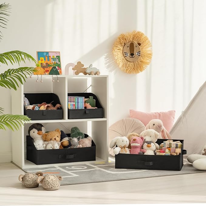 GRANNY SAYS Closet Organizer Bins, Trapezoid Storage Bin, Storage Baskets for Shelves, Collapsible Clothes Organizers and Storage, Baskets for Organizing, Black, 3-Pack