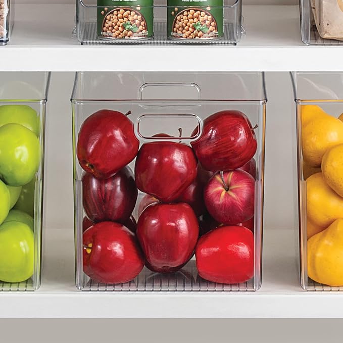 iDesign Storage Bins with Handles, Set of 4, Clear | Organize Kitchen, Organize Bathroom, Organize Home Office