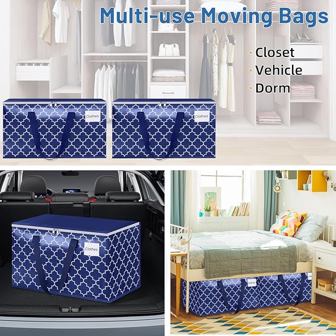 Fabspace Moving Bags, Extra Large Moving Supplies, Heavy Duty Storage Bags, Packing Bags with Reinforced Zippers & Handles, Collapsible Packing Boxes, Storage Totes for Moving, Packing, 125L, 10 Packs