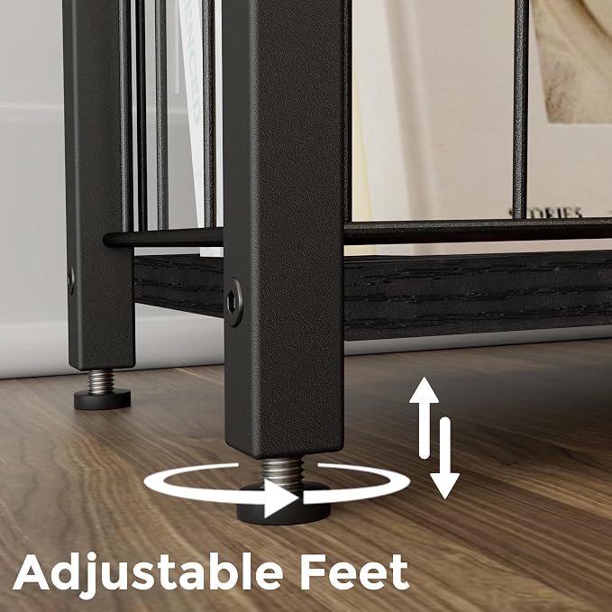 Homleke Narrow Side Table with Magazine Holder, Skinny End Table | Space-Saving Design, Small Spaces, Storage Shelf, Metal Frame, Easy Assembly, 7.1" D x 16.9" W x 23.6" H, Black