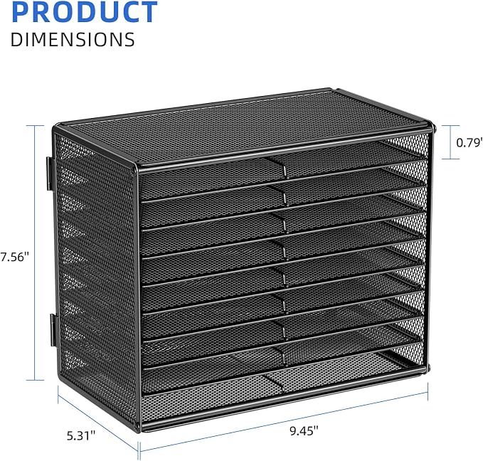 Marbrasse Mesh Marker Organizer, 9-Tier Rack Holds 126 Markers, Black | Marker Holder, Space-saving Vertical Design, Desktop Storage for Office Classroom & Home Art Supplies