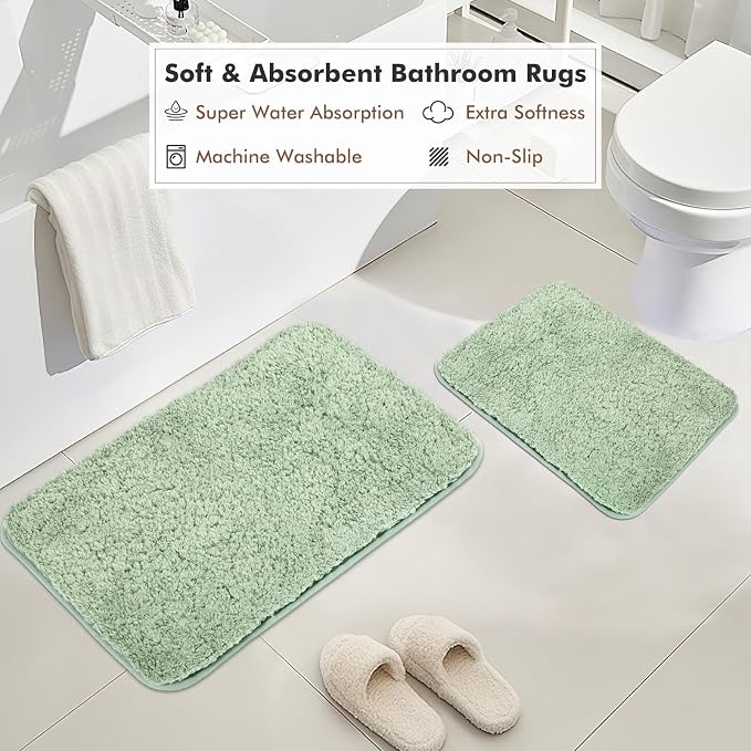 Bathroom Accessories Set - 20PCS Green Glass Bathroom Set with Shower Curtain and Rugs, Soap Dispenser, Soap Dish, Cup, Qtip Jar, Toothbrush Holder, Stylish & Functional Bath Decor for Home, Apartment