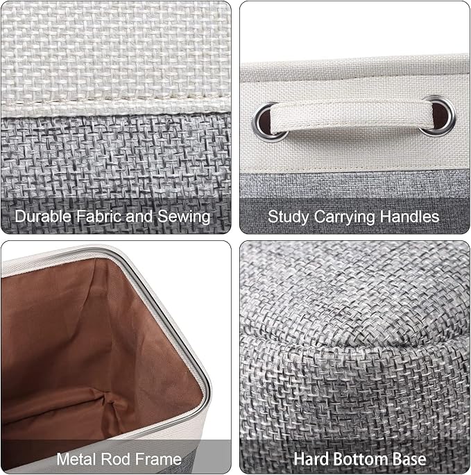Cube Storage Bins 10.5” x 10.5 x 11” Cloth Baskets for Storage with Handles Storage bins for Shelf, Closet, Office Organizer, Set of 6 | Small storage cubes, Foldable Storage Basket, For Shelves Closet Organizers, with Canvas Handle, 6 Pack, Grey