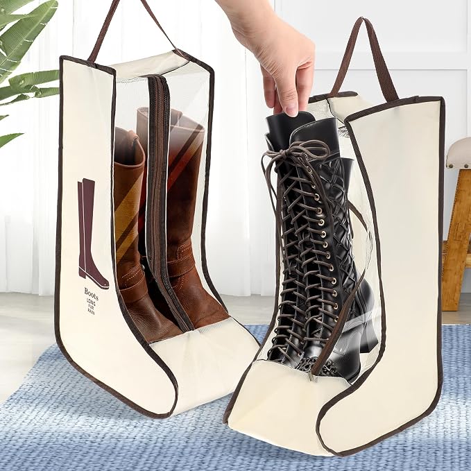 2 Set Boot Storage Bag, Portable Boots Protector Bag | Dust Proof Travel Shoe Bags with Handle Boots Organizer for Packing Travel and Daily Use(Tall)